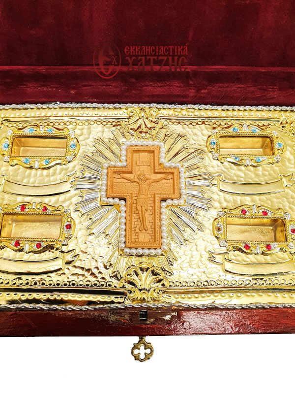 Λειψανοθήκη Φίλντισι Με Ένθετο Σταυρό